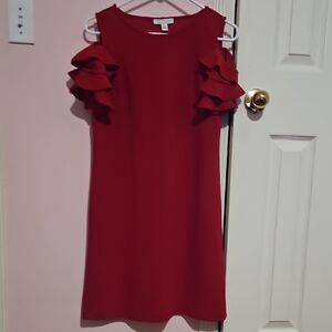 London Style Red Ruffle Mini Dress